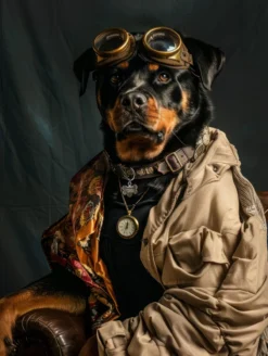 Canvas schilderij van een Rottweiler hond 100x200 cm
