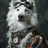 Canvas schilderij van een Samojeed hond 60x80 cm