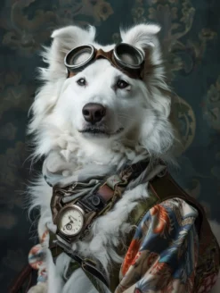 Canvas schilderij van een Samojeed hond 80x120 cm