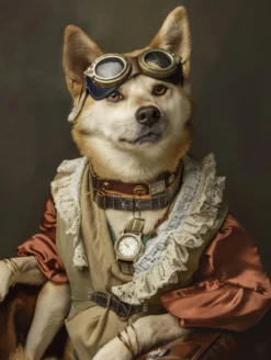 Canvas schilderij van een Shiba Inu hond 40x60 cm