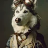 Canvas schilderij van een Siberische Husky hond 60x80 cm