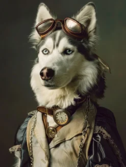 Canvas schilderij van een Siberische Husky hond 60x80 cm