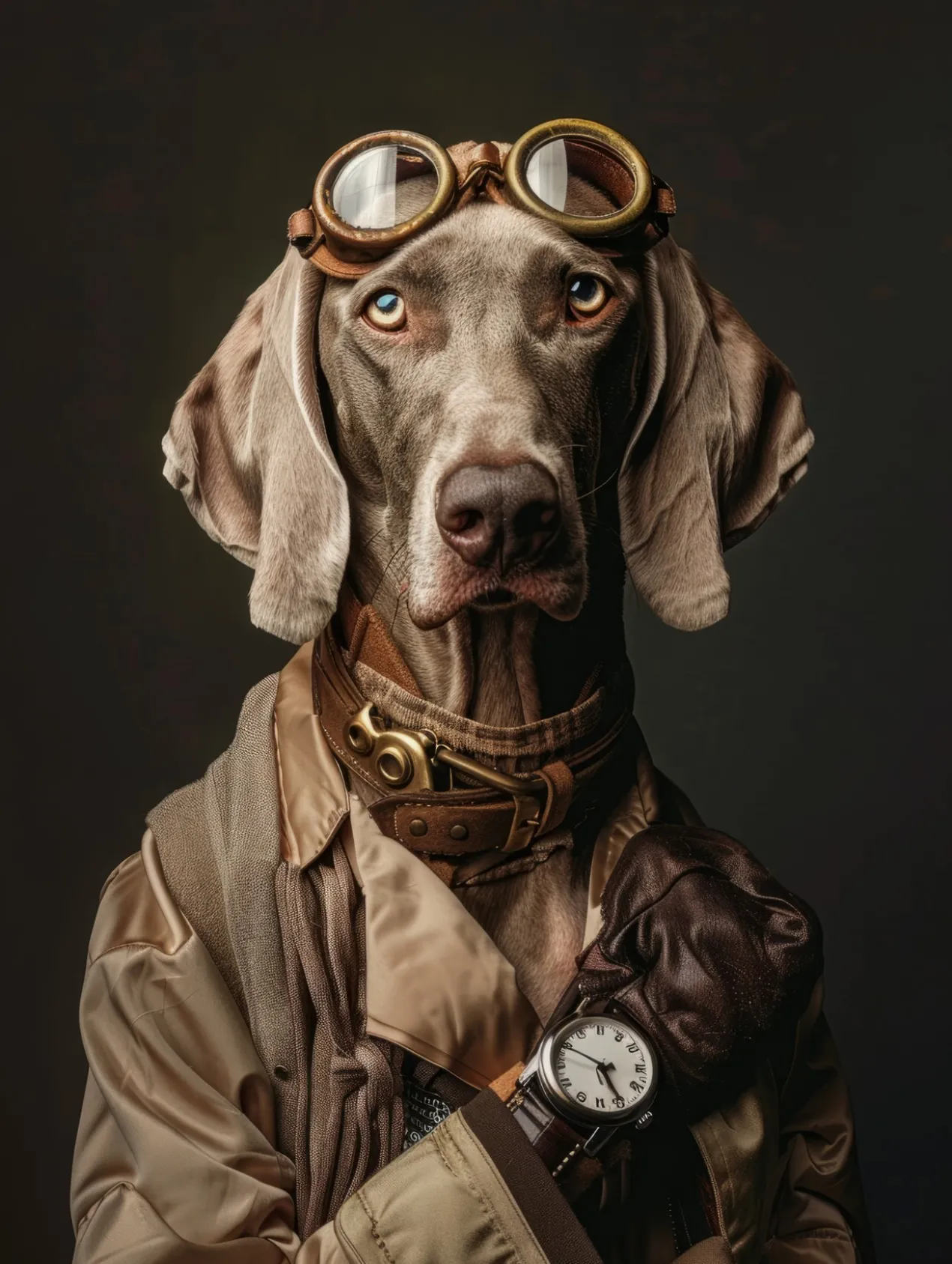 Canvas schilderij van een Weimaraner hond 60x80 cm
