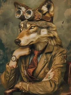 Canvas schilderij van een wolf 40x60 cm