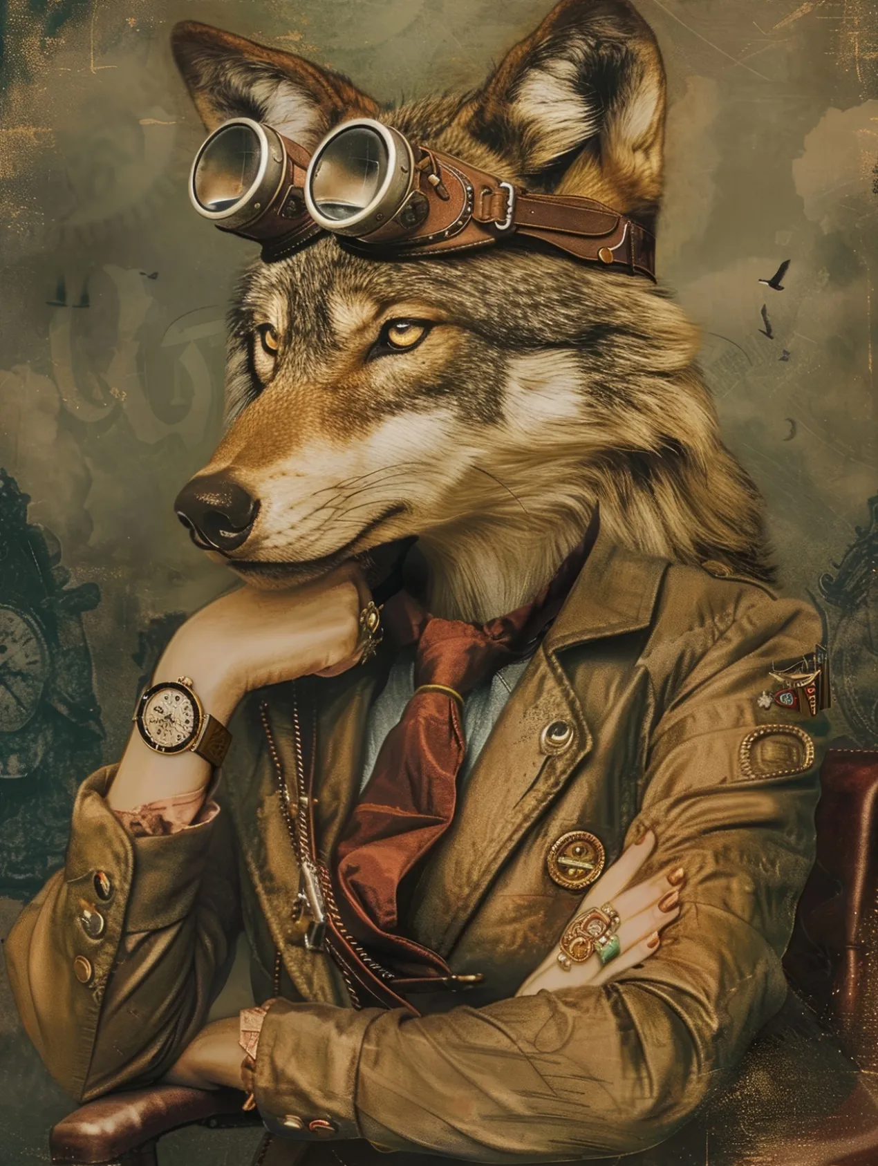 Canvas schilderij van een wolf 80x120 cm