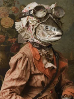 Canvas schilderij van een zalm 80x120 cm