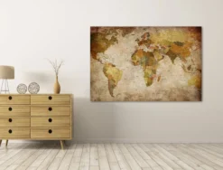 Canvas schilderij Wereldkaart 60 x 40 cm