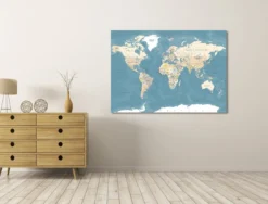 Canvas schilderij Wereldkaart 90 x 60 cm