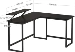 Computerbureau L-vormig Indusign zwart