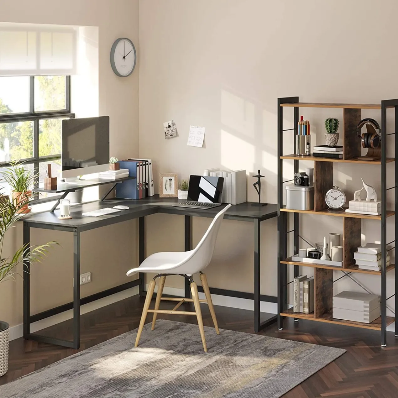 Computerbureau L-vormig Indusign zwart