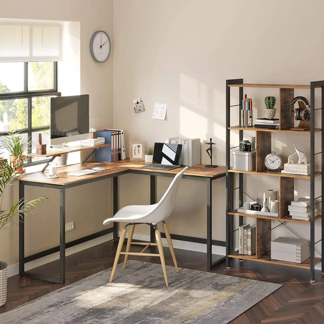 Computerbureau L-vormig Indusign zwart