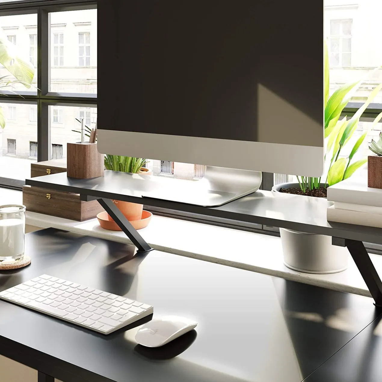 Computerbureau L-vormig Indusign zwart