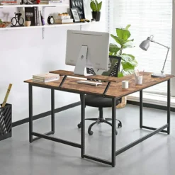 Computerbureau L-vormig Indusign bruin