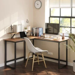 Computerbureau L-vormig Indusign bruin