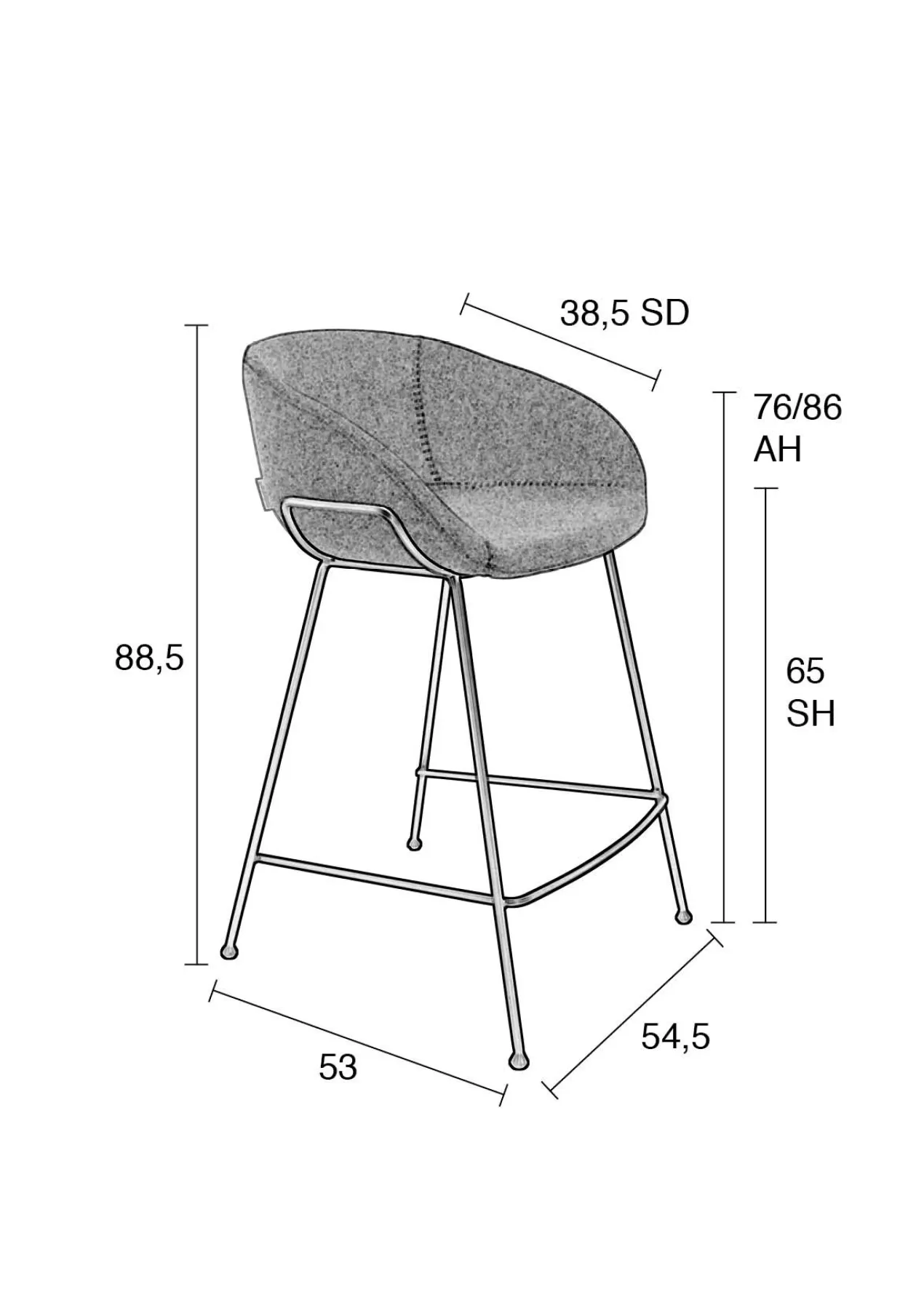 Counter stool feston fab grey