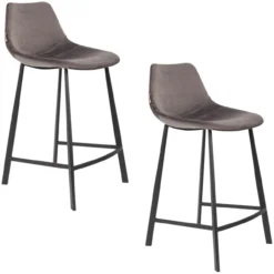 Counter stool franky velvet grey
