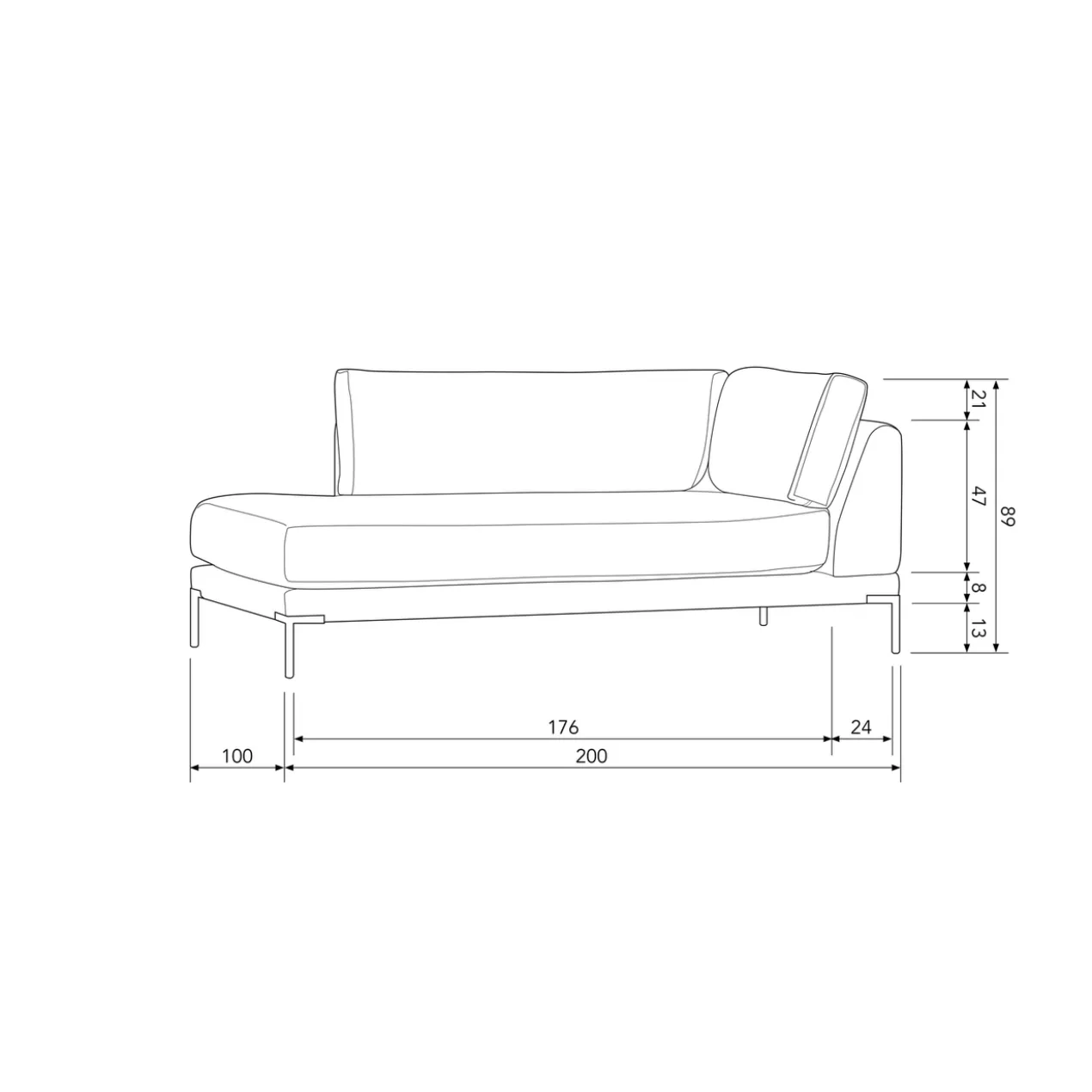 Couple lounge element links donkergrijs
