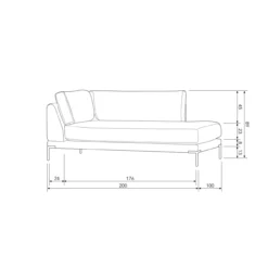 Couple lounge element rechts donkergrijs