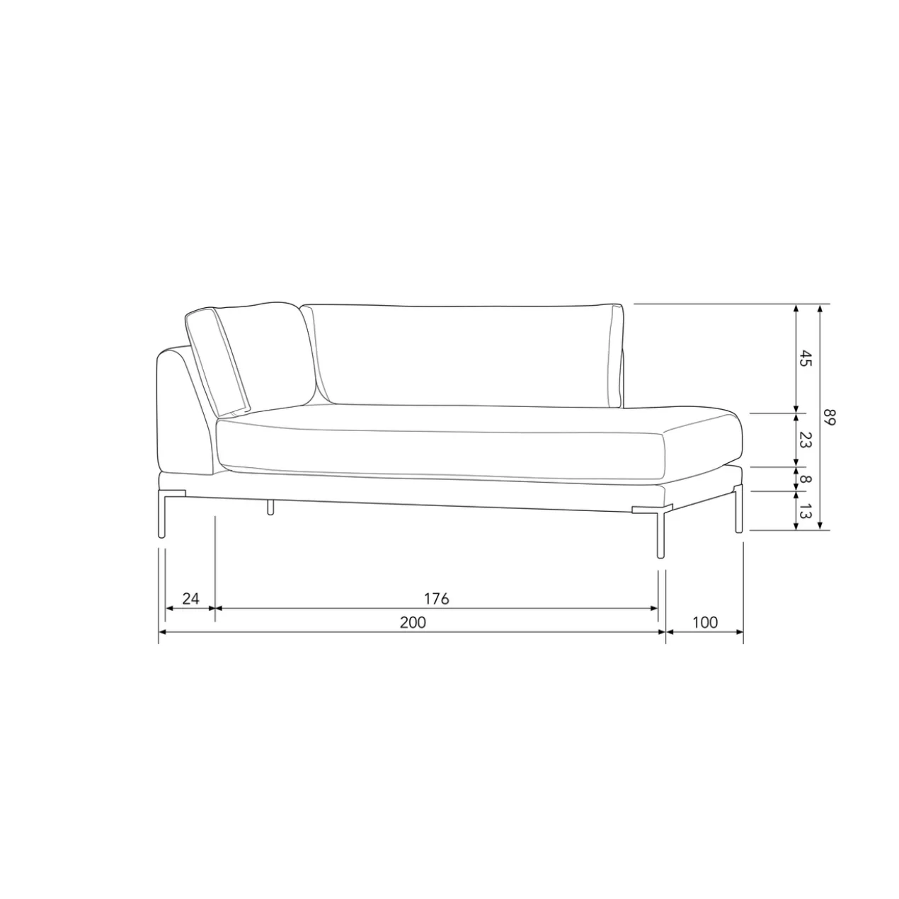 Couple lounge element rechts donkergrijs