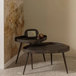 Crude bijzettafels antique brons - set van 2