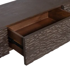 Crumble carved tv meubel mangohout donkerbruin