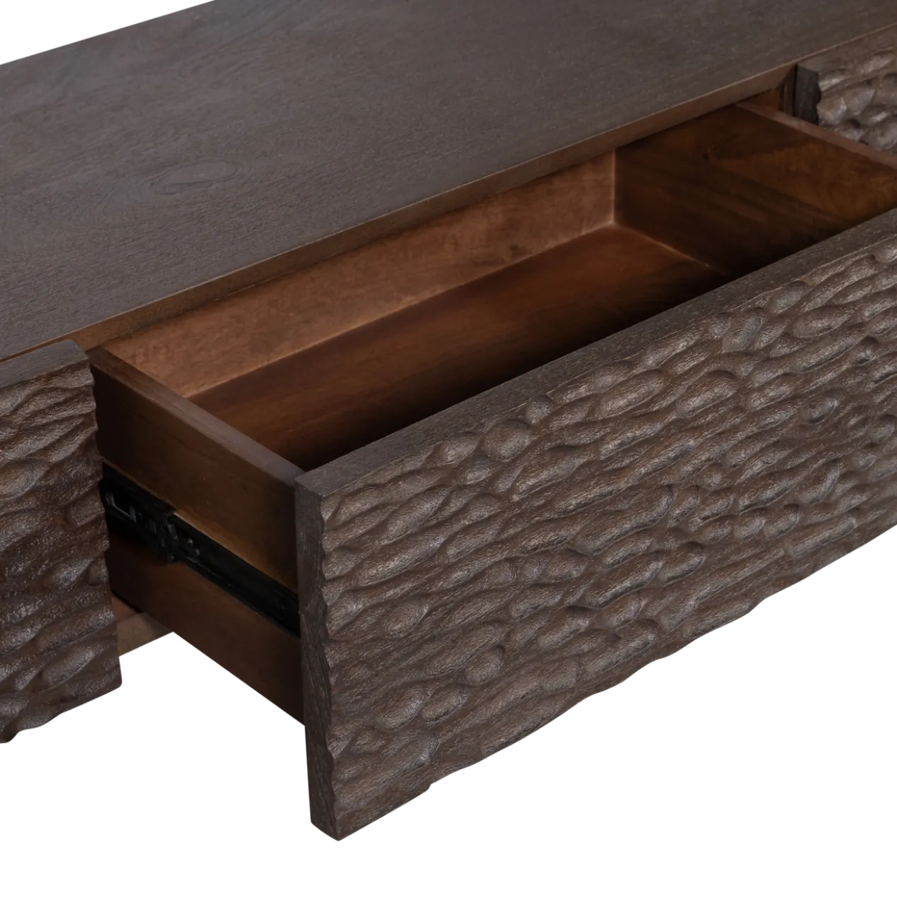 Crumble carved tv meubel mangohout donkerbruin