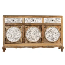 Daska - Gesneden Mangohouten Dressoir Whitewash
