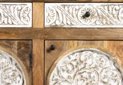 Daska - Gesneden Mangohouten Dressoir Whitewash