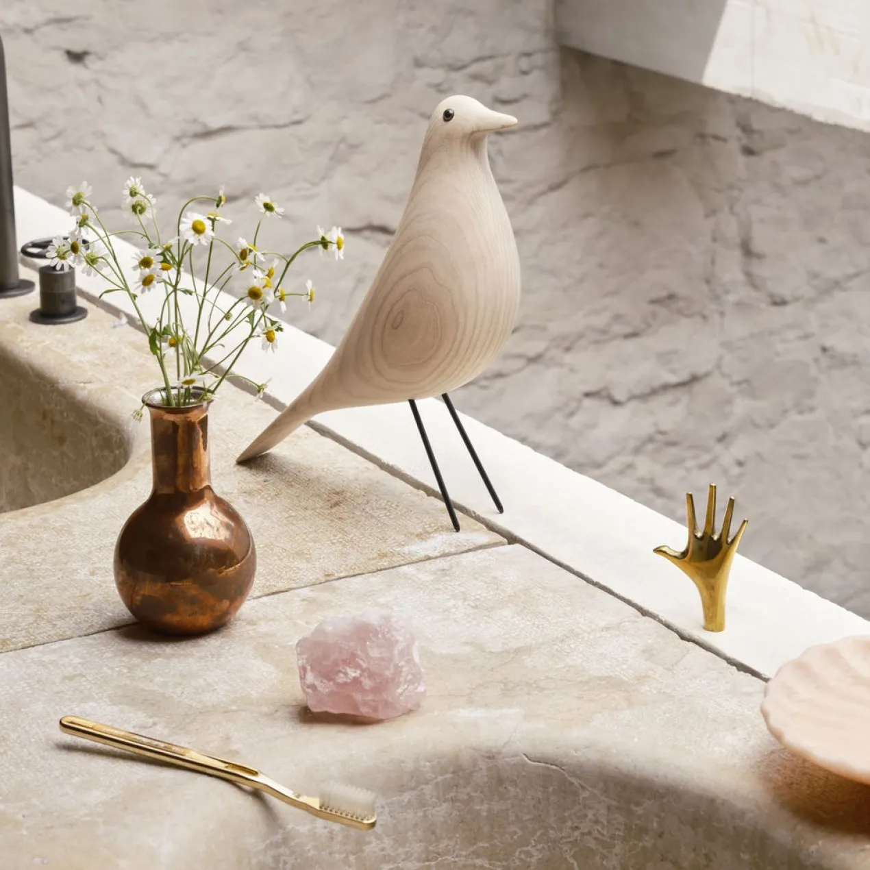 Decoratie object House Bird cotton white