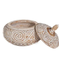 Decoratie pot Lingkaran natural/wit