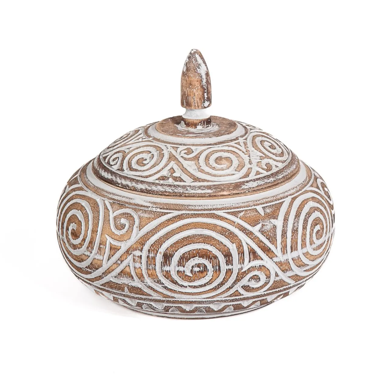 Decoratie pot Lingkaran natural/wit