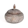 Decoratie pot Menemum burned/wit