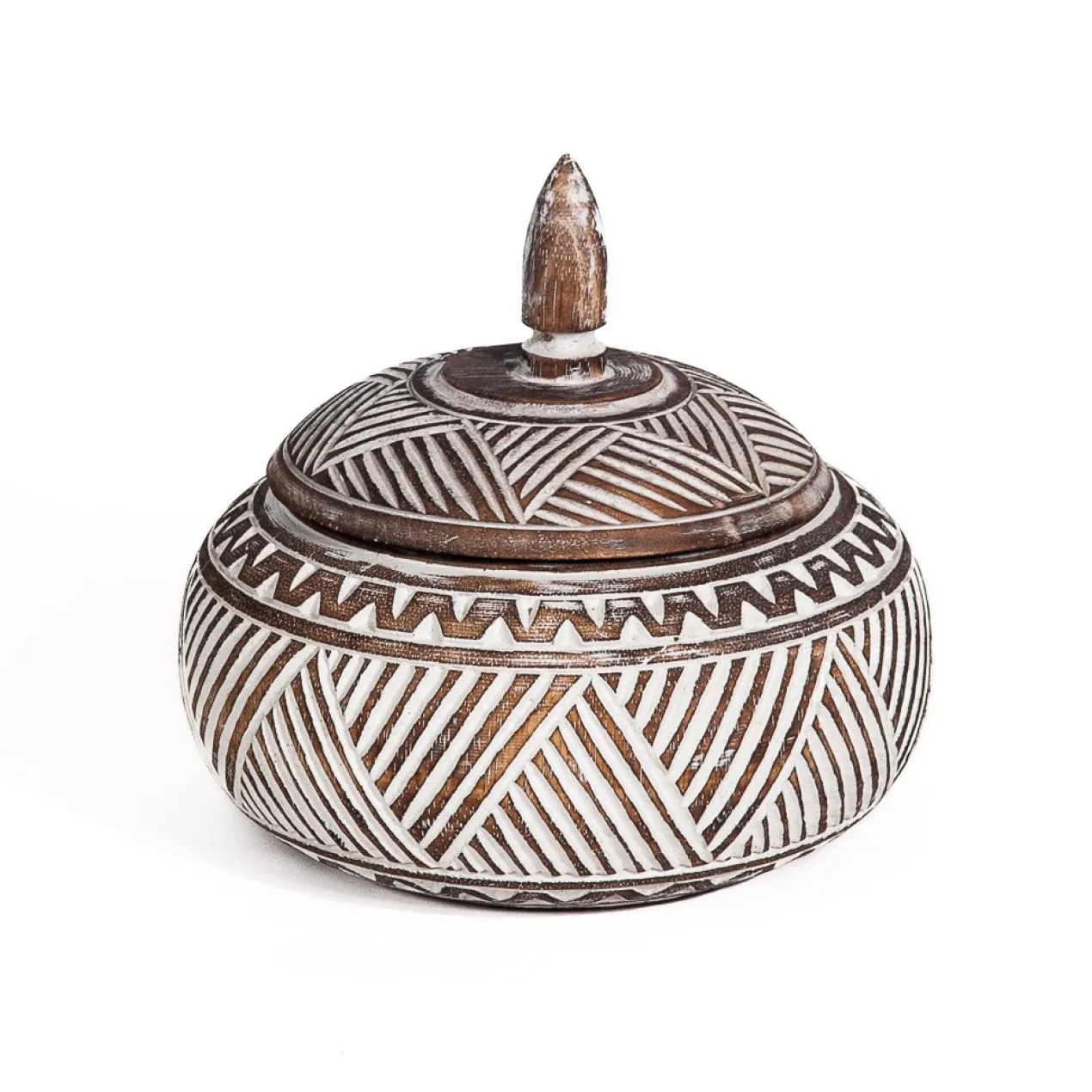 Decoratie pot Menemum burned/wit