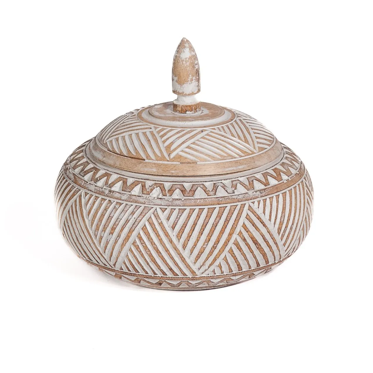 Decoratie pot Menemum natural/wit