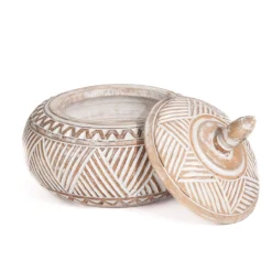 Decoratie pot Menemum natural/wit