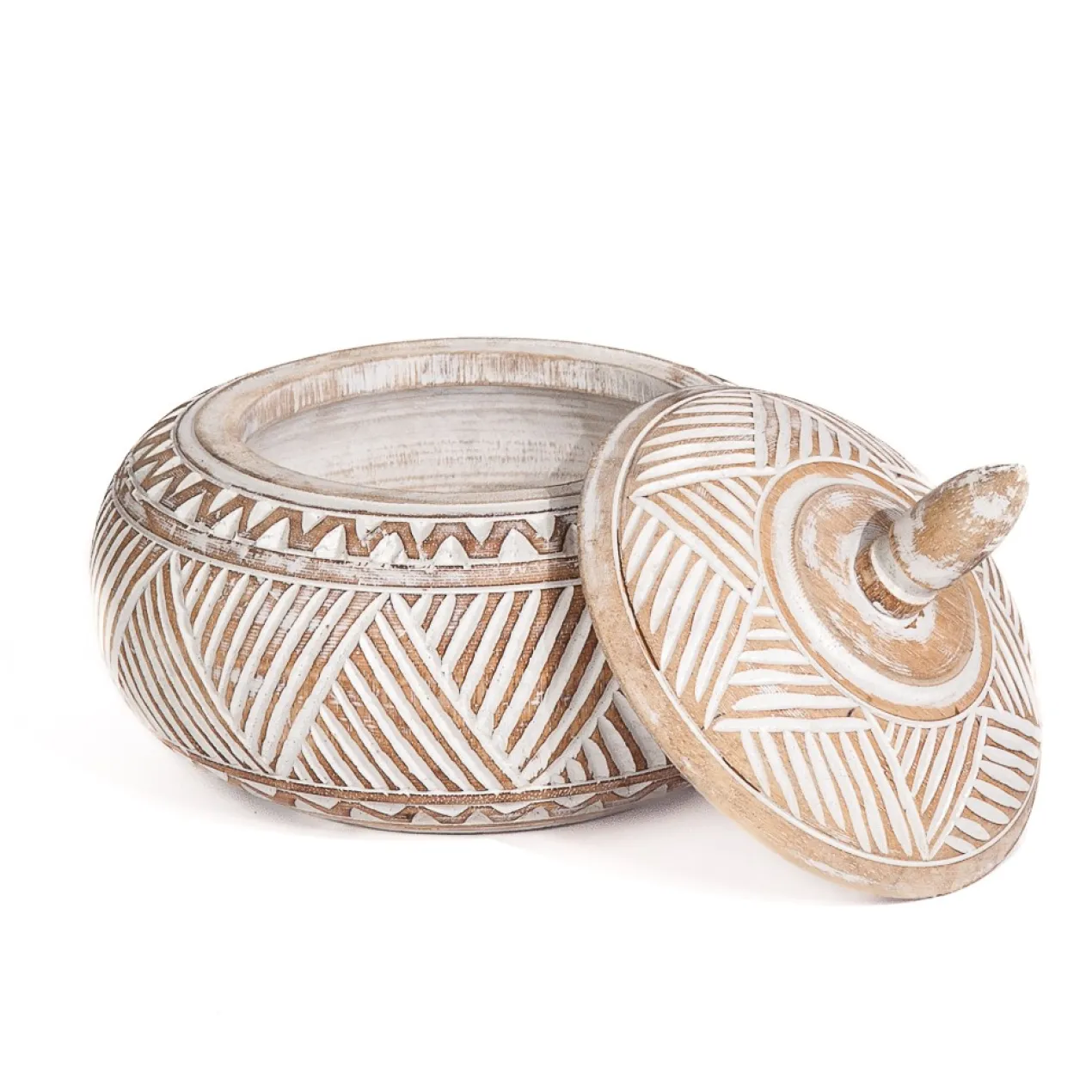 Decoratie pot Menemum natural/wit