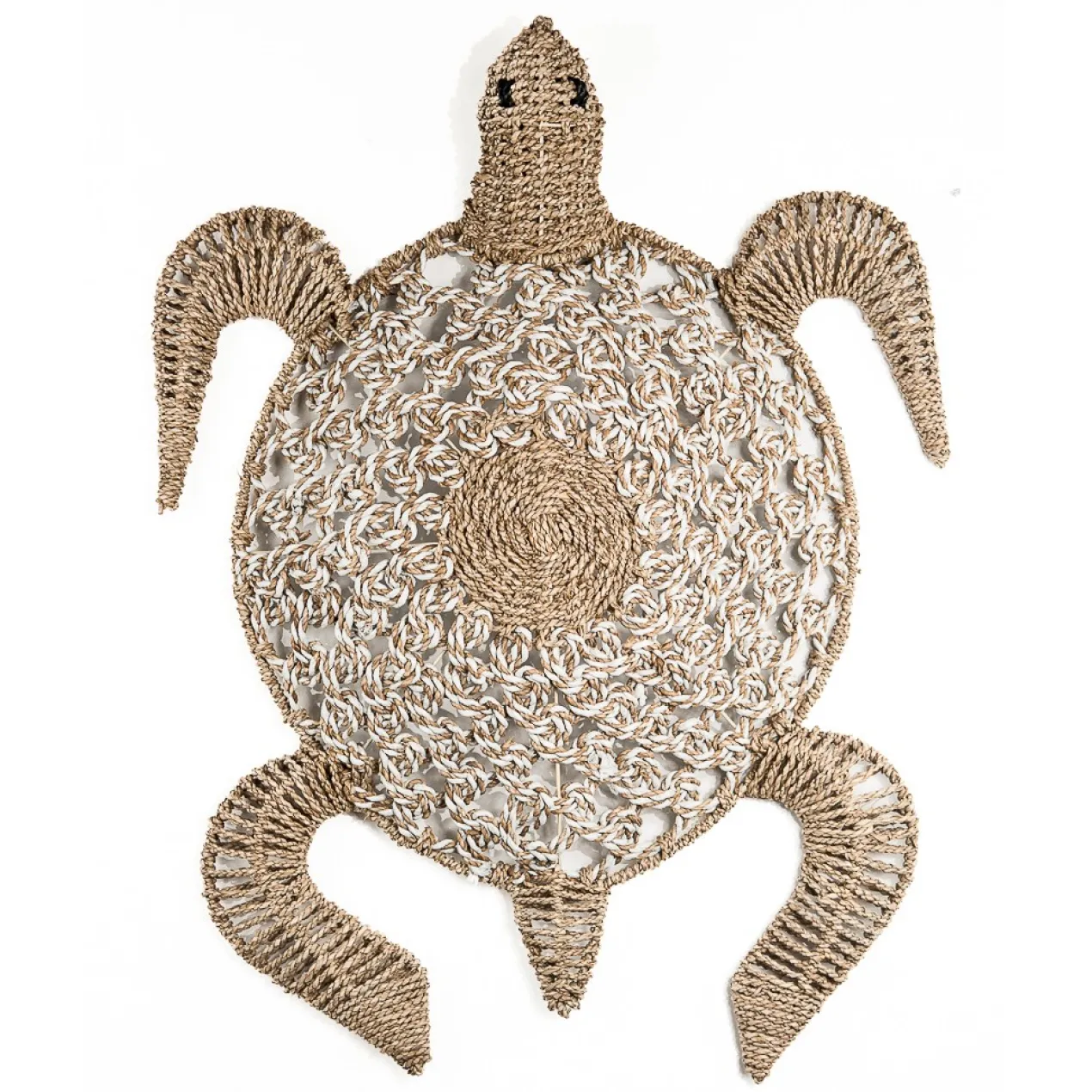 Decoratie wandornament Seagrass schildpad wit