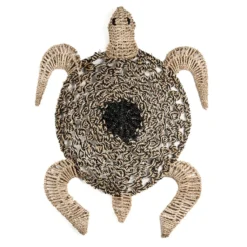 Decoratie wandornament Seagrass schildpad zwart