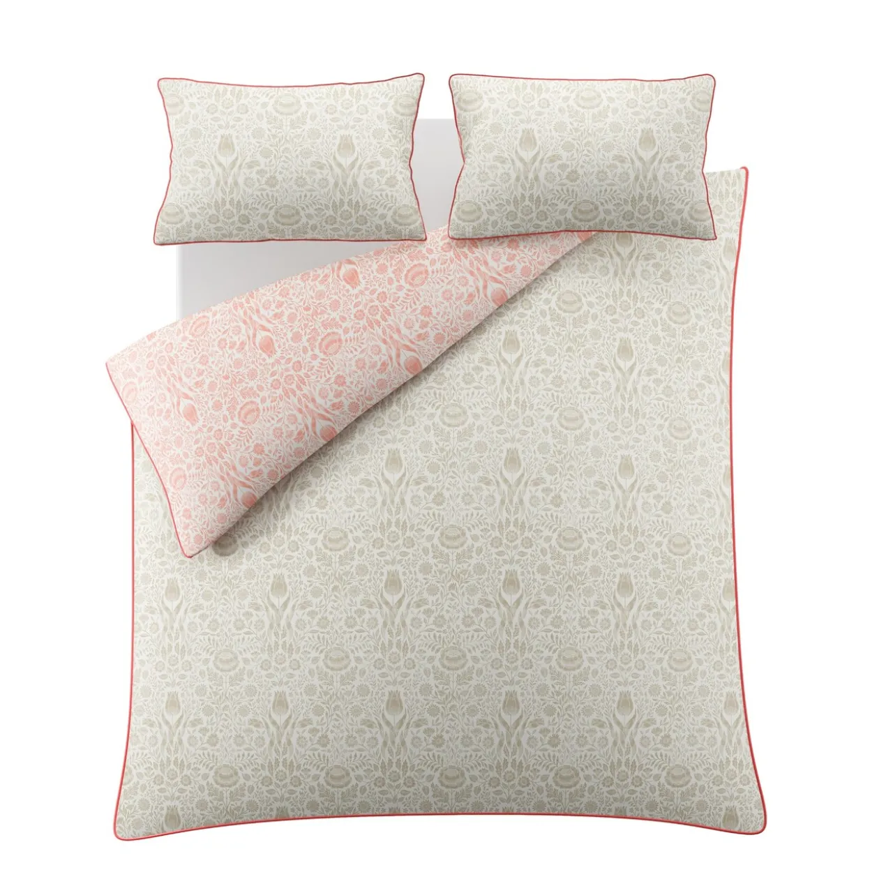 Dekbedovertrek Ashstead damask natural coral 220x230 cm