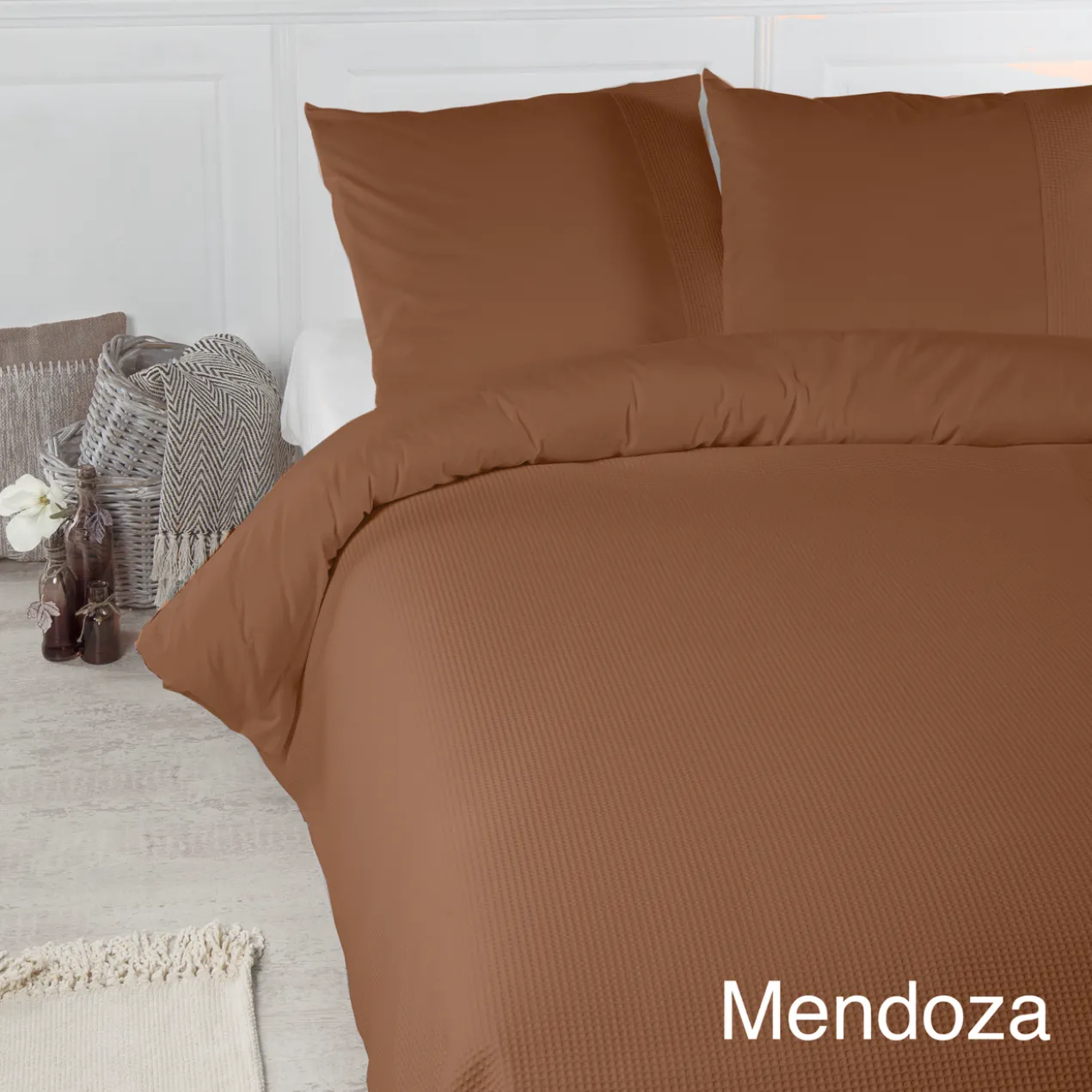 Dekbedovertrek Mendoza roestbruin tweepersoons