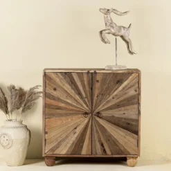 Dhriti - Kast van Gerecycled Hout met Zonpatroon
