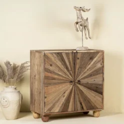 Dhriti - Kast van Gerecycled Hout met Zonpatroon