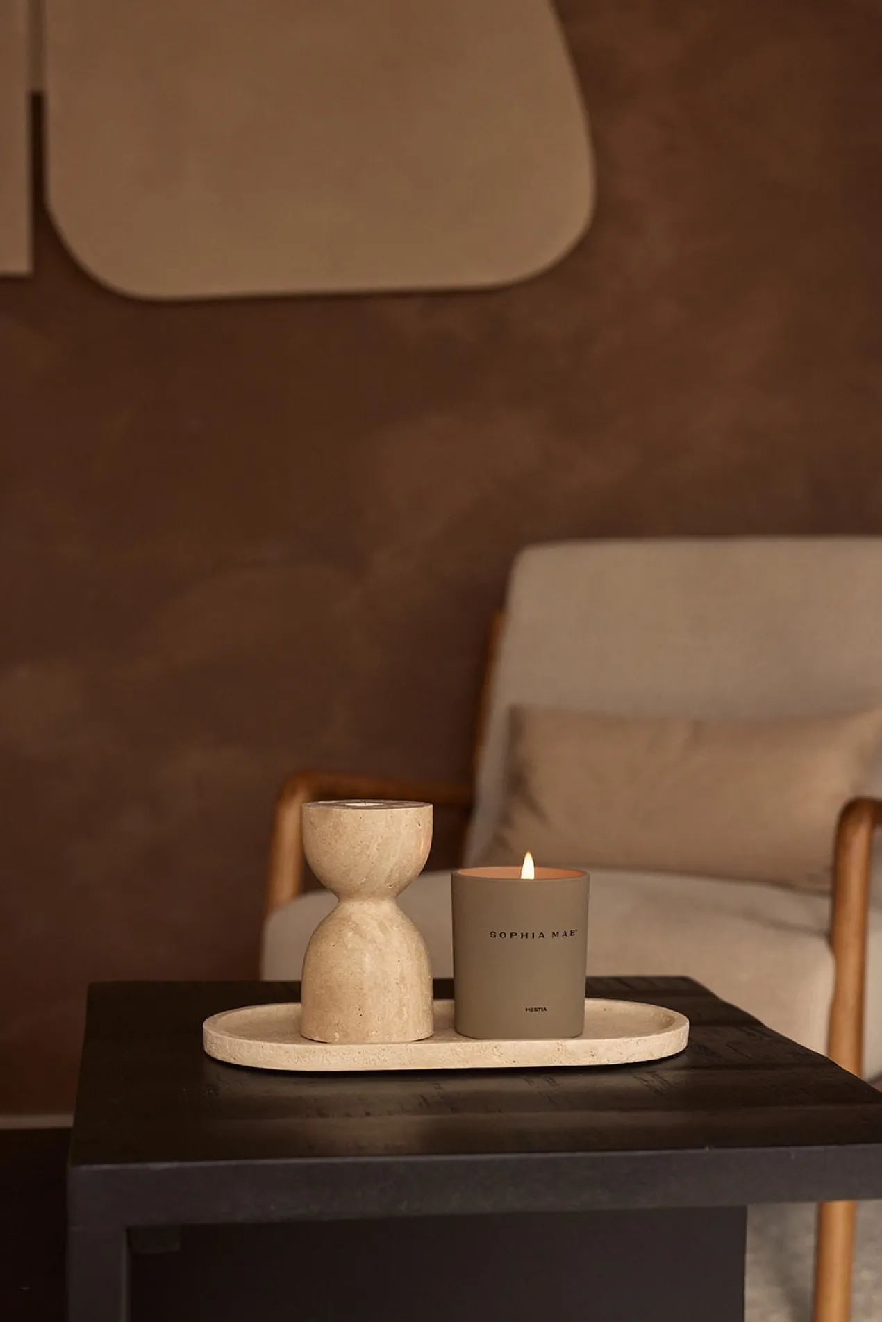 Dienblad Travertine ovaal 30x15cm