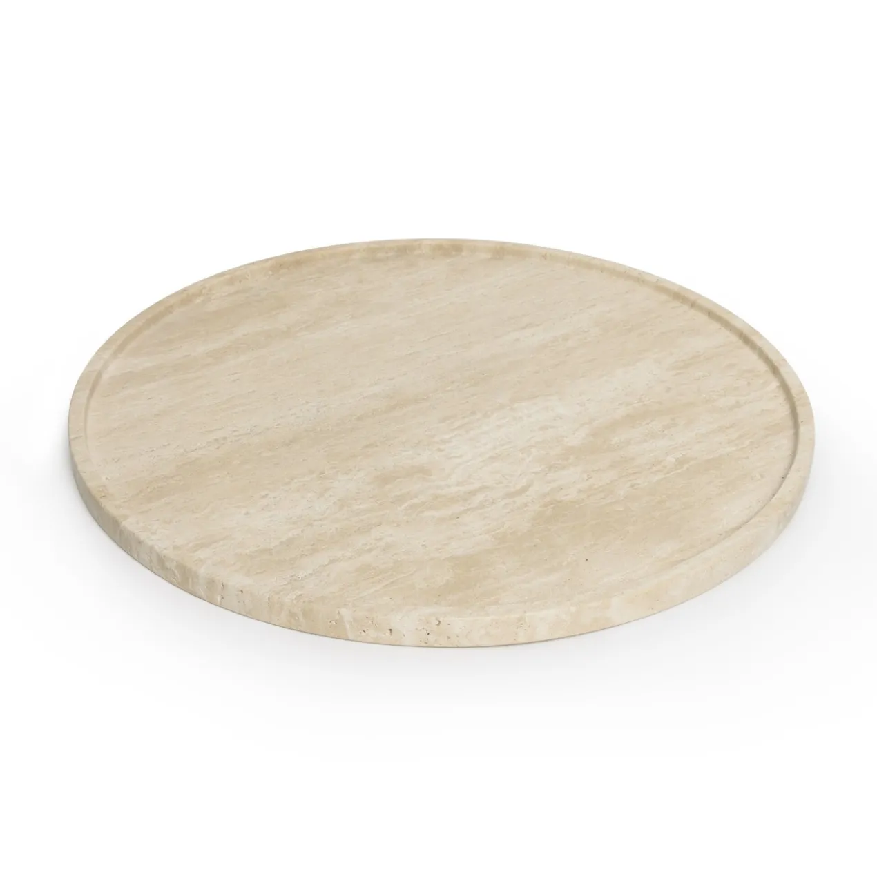 Dienblad Travertine rond met rand Ø45