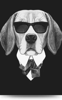 Dog with sunglasses- 3 – Canvas schilderij 80 x 120 cm