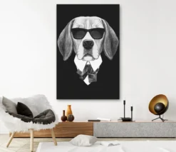 Dog with sunglasses- 3 – Canvas schilderij 80 x 120 cm