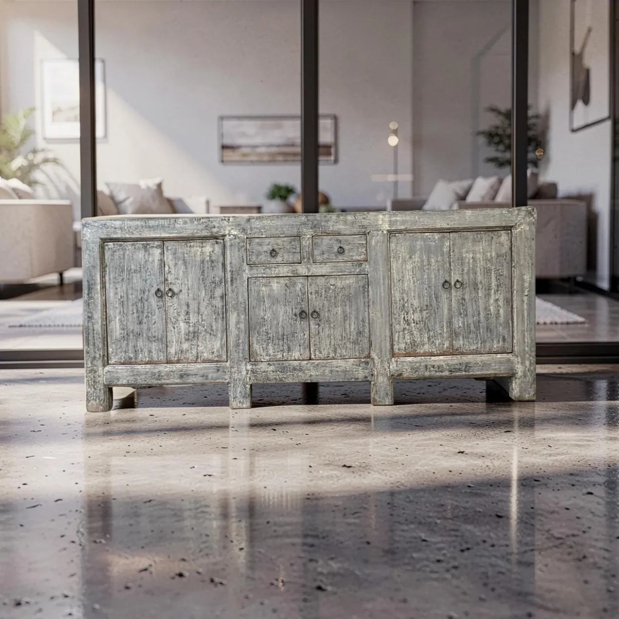 Dressoir blauw/grijs uniek