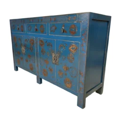 Dressoir blauw uniek mooi schilderwerk