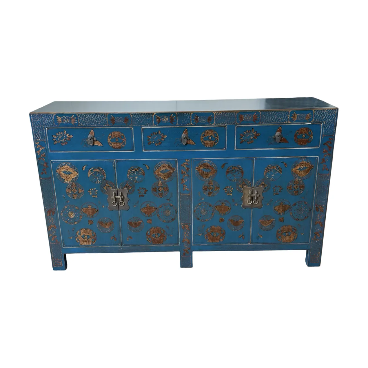 Dressoir blauw uniek mooi schilderwerk