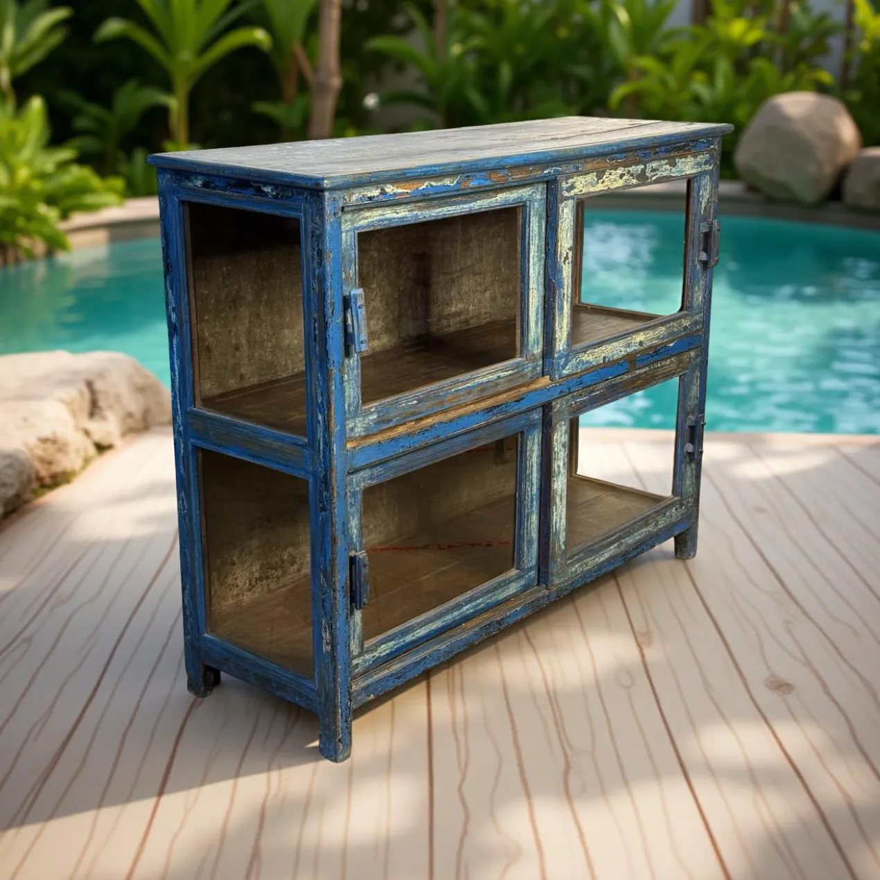 Dressoir 2 deuren blauw origieel